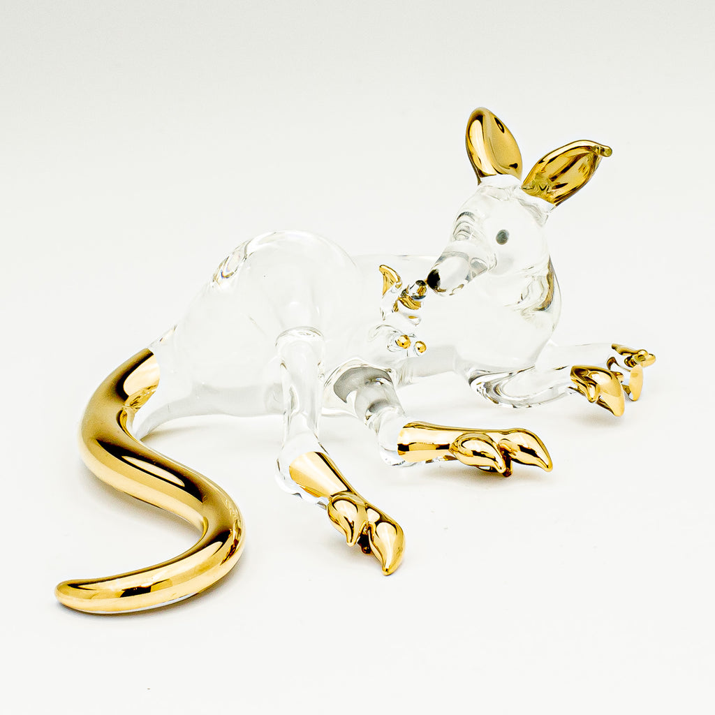 Gold + Glass - with Kangaroo kissing 3 Arts – Baby Webb Joey Lying